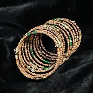 Brown and Green Beaded Bracelet